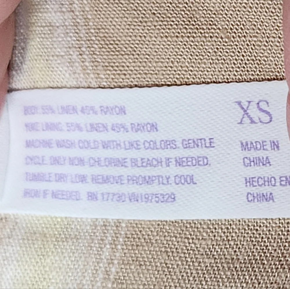 Women's Striped Linen Blend Button-Up Pajama Top - Stars Above Tan XS - Picture 10 of 11